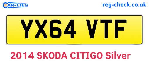 YX64VTF are the vehicle registration plates.
