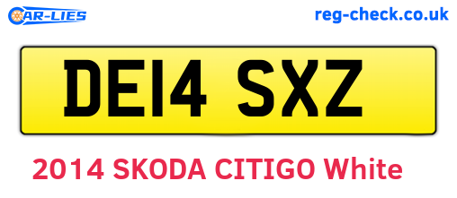 DE14SXZ are the vehicle registration plates.