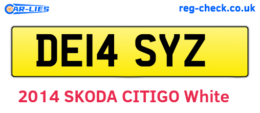 DE14SYZ are the vehicle registration plates.