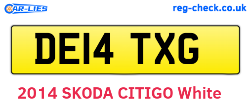 DE14TXG are the vehicle registration plates.