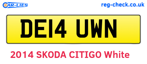 DE14UWN are the vehicle registration plates.