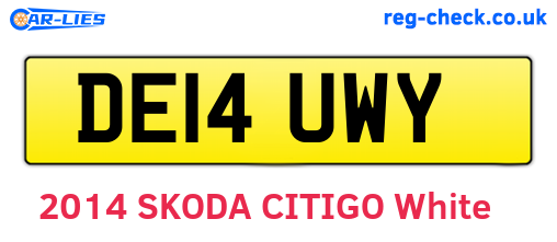 DE14UWY are the vehicle registration plates.