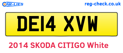 DE14XVW are the vehicle registration plates.