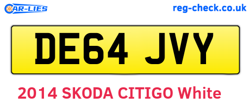 DE64JVY are the vehicle registration plates.