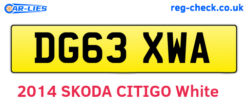 DG63XWA are the vehicle registration plates.
