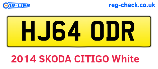 HJ64ODR are the vehicle registration plates.