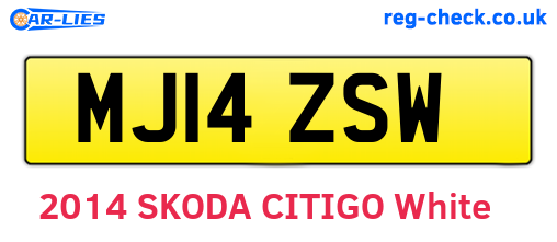 MJ14ZSW are the vehicle registration plates.