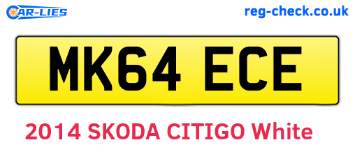 MK64ECE are the vehicle registration plates.