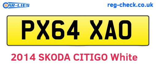PX64XAO are the vehicle registration plates.