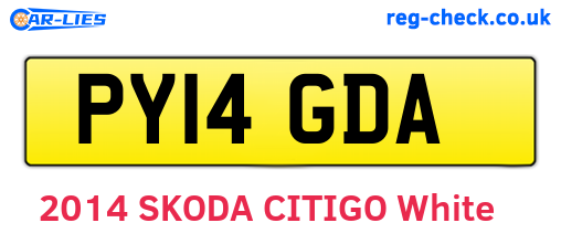 PY14GDA are the vehicle registration plates.