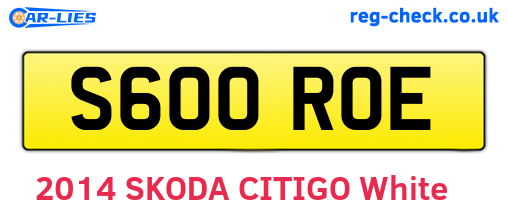 S600ROE are the vehicle registration plates.