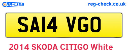 SA14VGO are the vehicle registration plates.