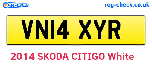 VN14XYR are the vehicle registration plates.