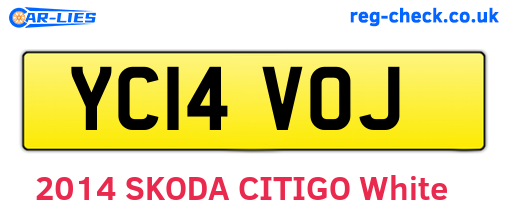 YC14VOJ are the vehicle registration plates.
