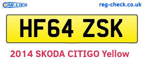 HF64ZSK are the vehicle registration plates.