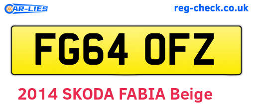 FG64OFZ are the vehicle registration plates.
