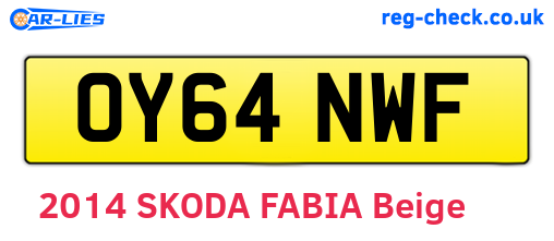 OY64NWF are the vehicle registration plates.