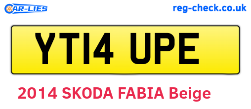 YT14UPE are the vehicle registration plates.