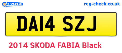 DA14SZJ are the vehicle registration plates.
