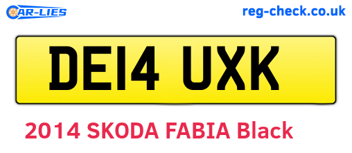 DE14UXK are the vehicle registration plates.
