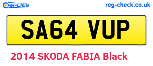 SA64VUP are the vehicle registration plates.