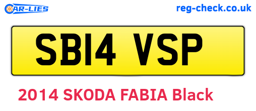 SB14VSP are the vehicle registration plates.