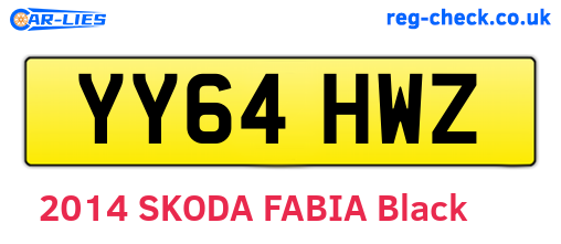 YY64HWZ are the vehicle registration plates.