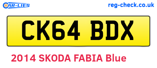 CK64BDX are the vehicle registration plates.