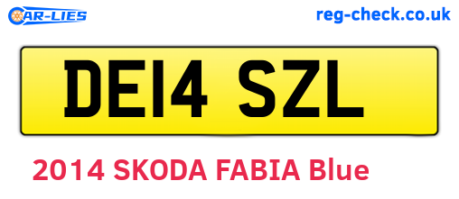 DE14SZL are the vehicle registration plates.