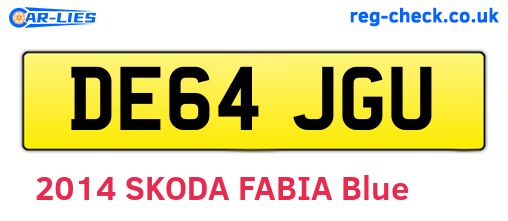DE64JGU are the vehicle registration plates.