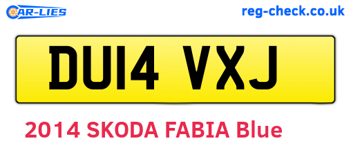 DU14VXJ are the vehicle registration plates.