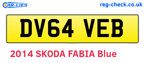 DV64VEB are the vehicle registration plates.