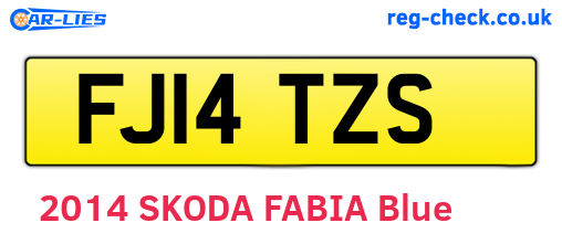 FJ14TZS are the vehicle registration plates.