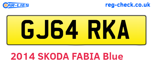 GJ64RKA are the vehicle registration plates.