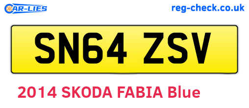 SN64ZSV are the vehicle registration plates.