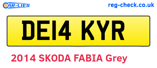 DE14KYR are the vehicle registration plates.