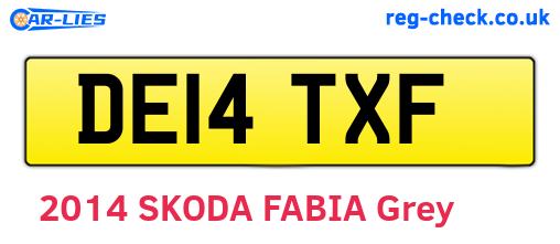 DE14TXF are the vehicle registration plates.