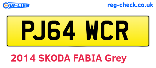 PJ64WCR are the vehicle registration plates.