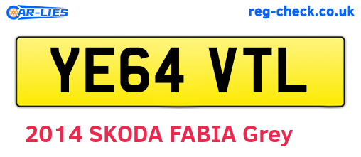 YE64VTL are the vehicle registration plates.