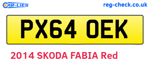 PX64OEK are the vehicle registration plates.