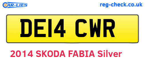 DE14CWR are the vehicle registration plates.