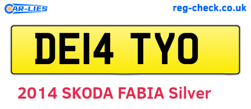 DE14TYO are the vehicle registration plates.
