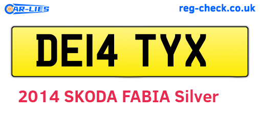 DE14TYX are the vehicle registration plates.