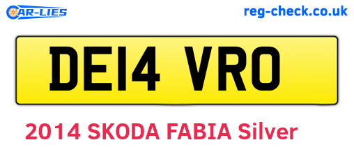 DE14VRO are the vehicle registration plates.