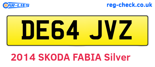 DE64JVZ are the vehicle registration plates.