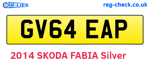 GV64EAP are the vehicle registration plates.