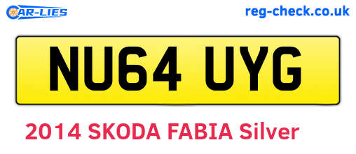NU64UYG are the vehicle registration plates.