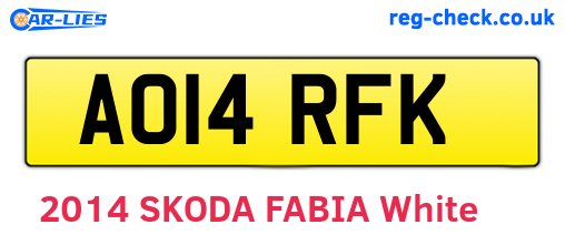 AO14RFK are the vehicle registration plates.