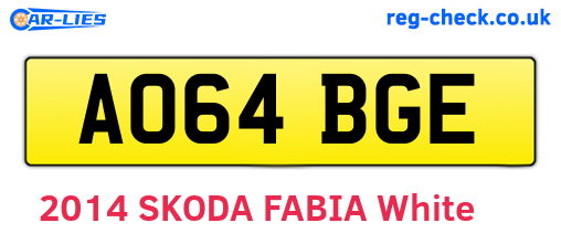 AO64BGE are the vehicle registration plates.