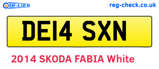 DE14SXN are the vehicle registration plates.